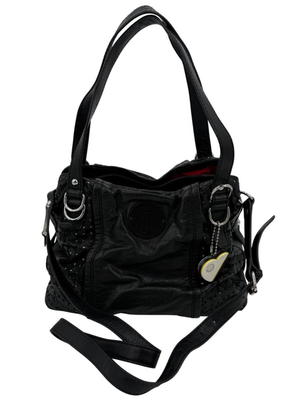 RARE VTG Juicy Couture Perforated Leather Triple-Compartment Crossbody Hobo Bag - Picture 10 of 16